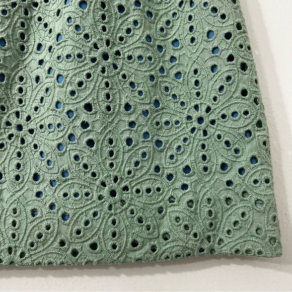 Aknvas 2 Green Floral Embroidered Eyelet Preppy Cottagecore Coquette Mini Skirt - Picture 3 of 6